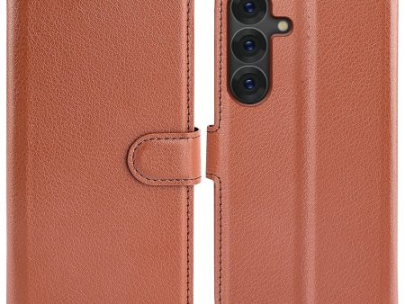 EIDERWOOD Samsung Galaxy S25+ (Plus) Læder Wallet Case med Litchi Tekstur og Stødabsorbering - Brun Online