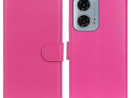 EIDERWOOD Motorola Moto E14 4G   G04 4G   G04s 4G   G24 4G Litchi Tekstur Stående Telefon Cover - Pink Online