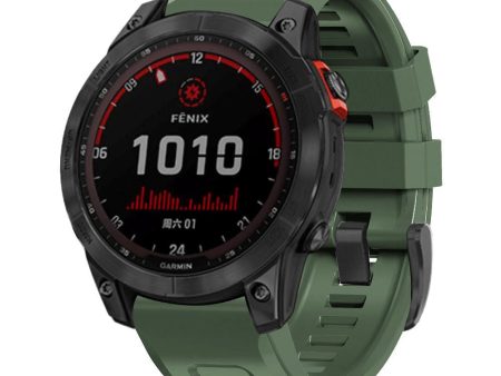 Universal Garmin 26mm QuickFit Tech-Protect Icon Band Silikone Rem - Mørkegrøn For Discount