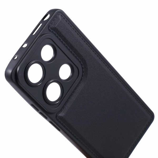 EIDERWOOD Xiaomi Redmi Note 13 Pro (4G)   Poco M6 Pro Fleksibelt Plastik Cover m. Læderbetrukket Pude - Sort For Sale