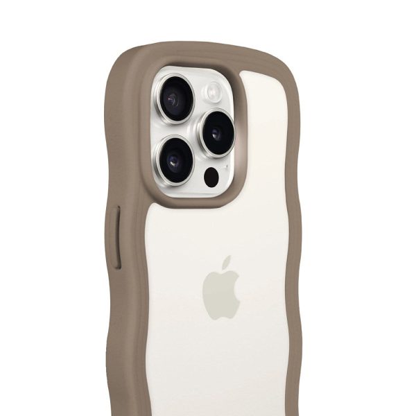 Holdit iPhone 14 Pro Max Wavy Case - Mocha Brown   Transparent For Cheap