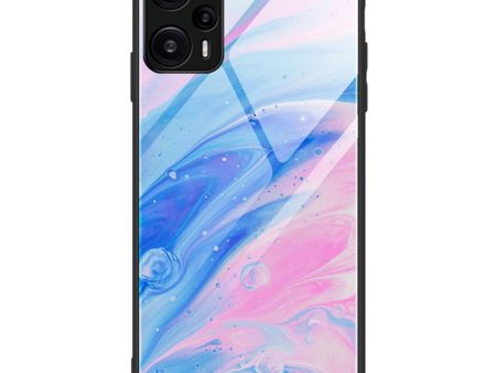 Xiaomi Poco F5 Plastik Cover m. Glasbagside - Blå og Lyserød Marmor Hot on Sale