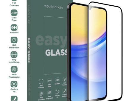 Samsung Galaxy A15 5G Mobile Origin EasyGlass - Skærmbeskyttelse - Gennemsigtig   Sort Kant Fashion