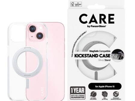 CARE by PanzerGlass iPhone 15 Feature Kickstand Case - MagSafe Kompatibel - Transparent   Silver Online Sale