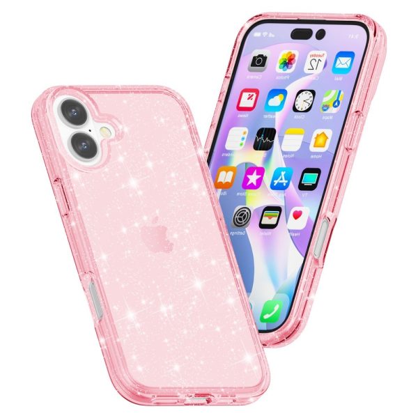 EIDERWOOD iPhone 16 Hybrid Plastik Cover - Lyserød Glitter Hot on Sale