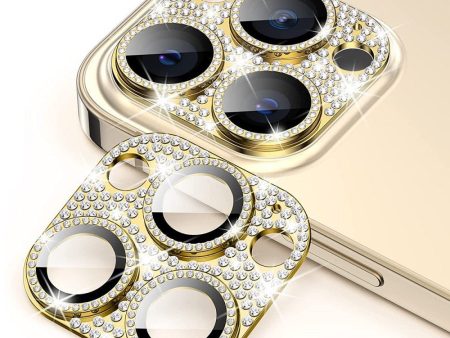 iPhone 16 Pro   16 Pro Max Enkay Beskyttelsesglas til Kameralinse m. Rhinsten - Guld For Discount