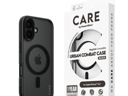 CARE by PanzerGlass iPhone 16 FLAGSHIP Urban Combat Case - MagSafe Kompatibel - Transparent   Black Frame Online Hot Sale