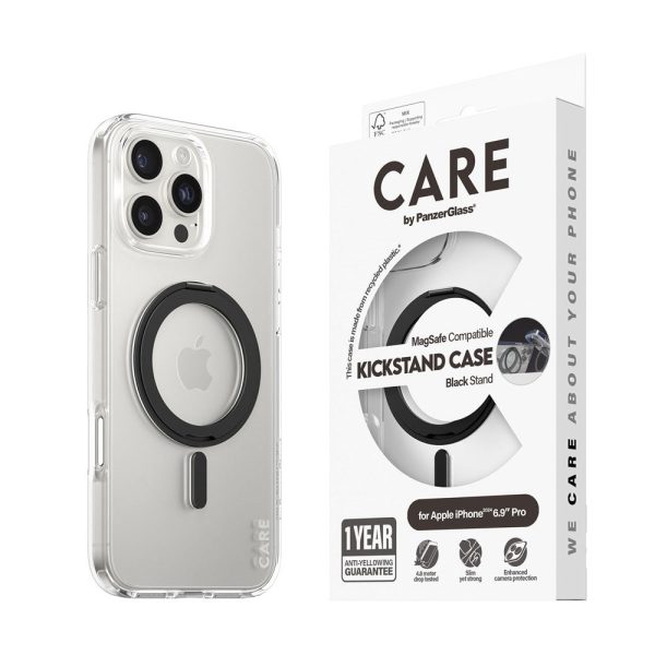 CARE by PanzerGlass iPhone 16 Pro Max Feature Kickstand Case - MagSafe Kompatibel - Transparent   Black on Sale