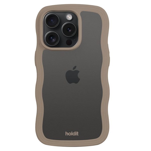 Holdit iPhone 14 Pro Max Wavy Case - Mocha Brown   Transparent For Cheap