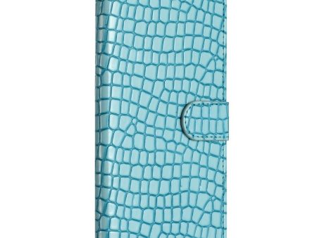 EIDERWOOD Samsung Galaxy A06 Flip Cover m. Krokodille Tekstur - Vegansk Læder - Blå on Sale