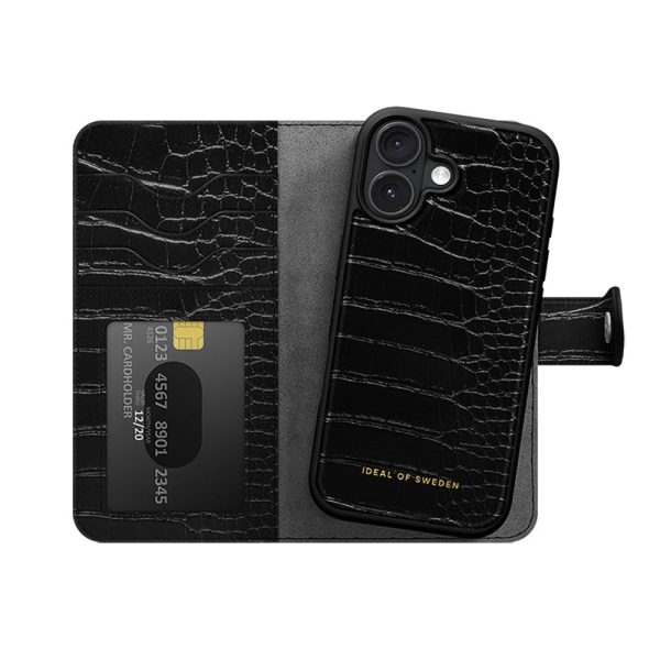 iDeal Of Sweden iPhone 16 Magnet Wallet+ - Black Croco on Sale