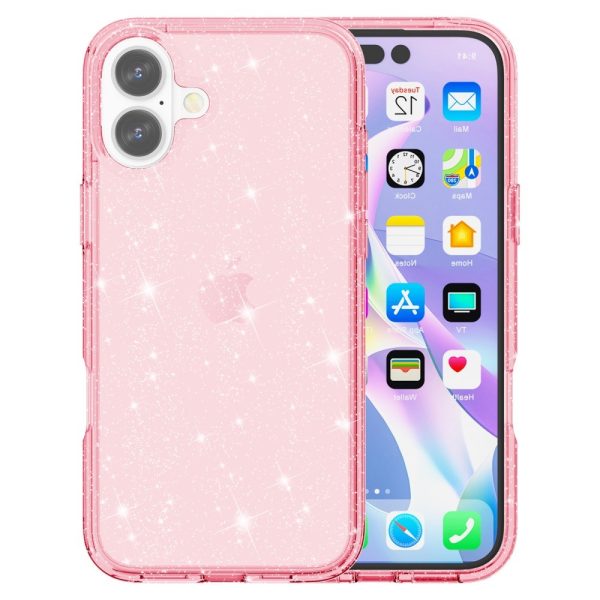 EIDERWOOD iPhone 16 Hybrid Plastik Cover - Lyserød Glitter Hot on Sale