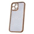 iPhone 14 Pro Max Fleksibel Plastik Cover m. Holografisk Folie - Hjerter Motiv - Gennemsigtig   Rose Gold Online