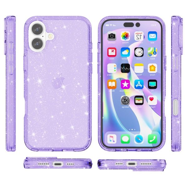 EIDERWOOD iPhone 16 Hybrid Plastik Cover - Lilla Glitter For Sale