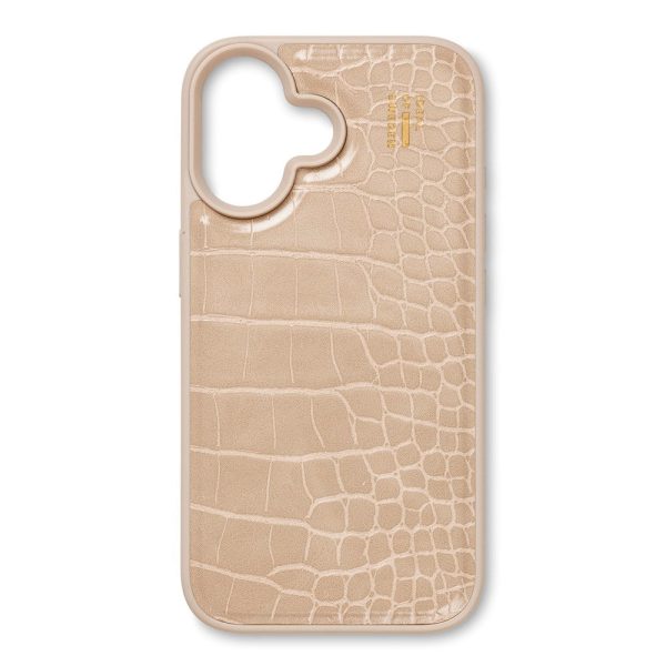 iDeal Of Sweden iPhone 16 Vegan Leather Case - MagSafe Kompatibel - Warm Beige Croco Online now