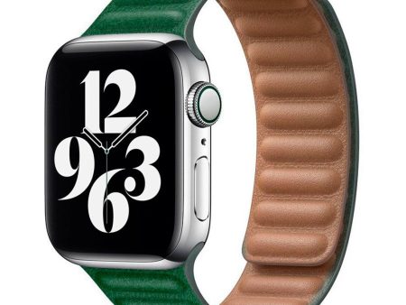 Apple Watch (42 44 SE 45 46 49mm) Lippa Magnetisk Læder Rem - Mørkegrøn Hot on Sale