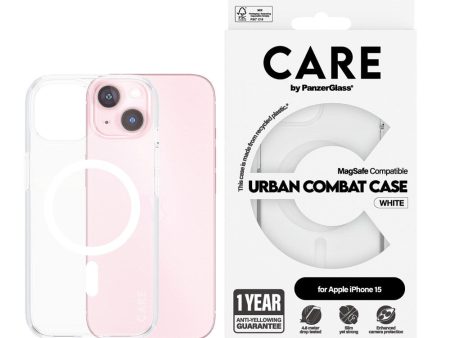 CARE by PanzerGlass iPhone 15 FLAGSHIP Urban Combat Case - MagSafe Kompatibel - Transparent   White on Sale