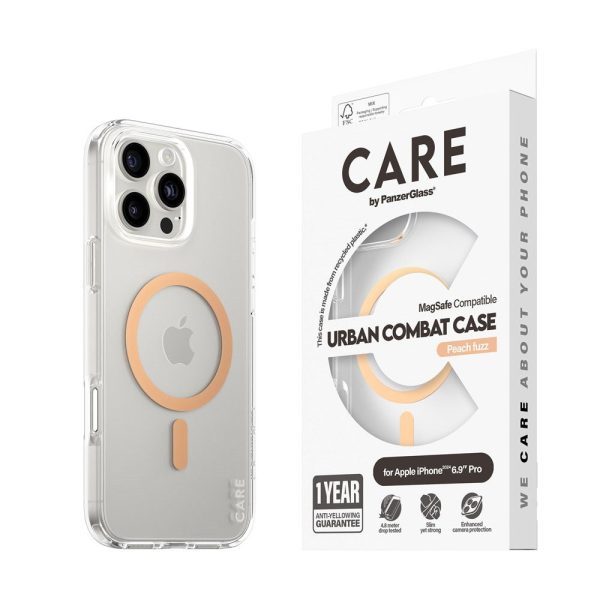 CARE by PanzerGlass iPhone 16 Pro Max FLAGSHIP Urban Combat Case - MagSafe Kompatibel - Transparent   Peach Fuzz on Sale