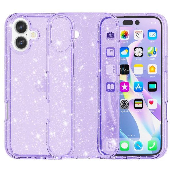 EIDERWOOD iPhone 16 Hybrid Plastik Cover - Lilla Glitter For Sale