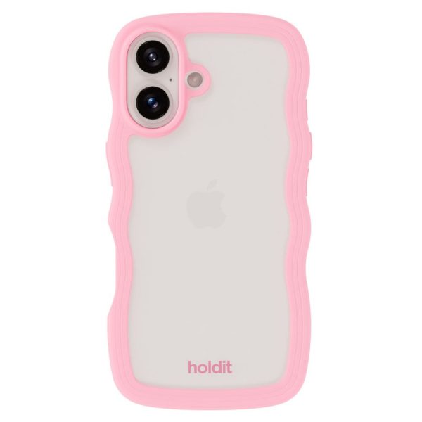 Holdit iPhone 16 Wavy Case - Pink    Transparent Sale