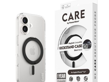 CARE by PanzerGlass iPhone 16 Feature Kickstand Case - MagSafe Kompatibel - Transparent   Black For Cheap