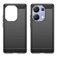 Xiaomi Redmi Note 13 Pro (4G)   Poco M6 Pro Brushed Carbon Fiber Fleksibelt Plastik Cover - Sort For Cheap