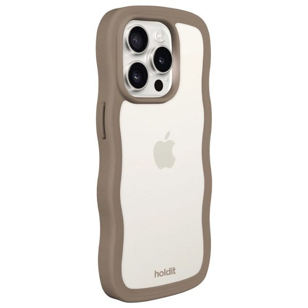 Holdit iPhone 14 Pro Max Wavy Case - Mocha Brown   Transparent For Cheap