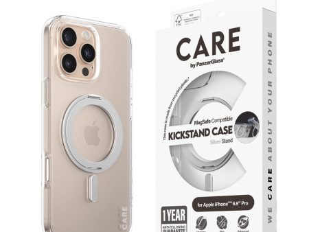 CARE by PanzerGlass iPhone 16 Pro Max Feature Kickstand Case - MagSafe Kompatibel - Transparent   Silver Fashion